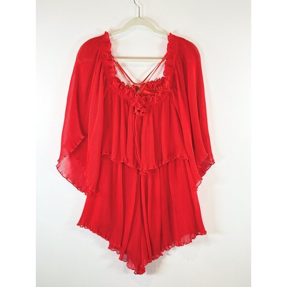 Alice McCall Womens Romper Red Locomotion Playsuit Off Shoulder Ruffle Size 6 - Picture 3 of 11